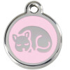 Petite médaille rose clair motif chat