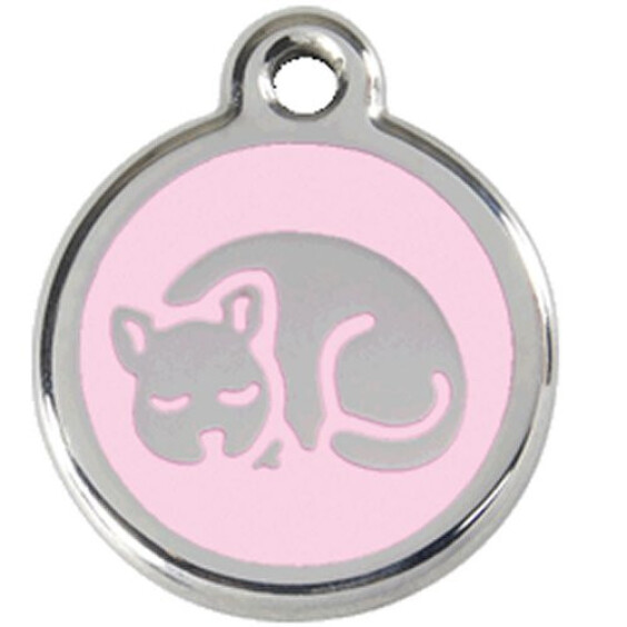 Petite médaille rose clair motif chat