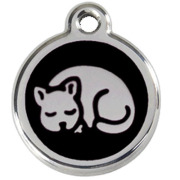 Médaille noire motif chat petite