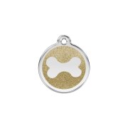 Médaille avec paillettes or motif Os