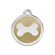 Médaille avec paillettes or motif Os