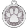 Médaille argent à paillettes motif patte