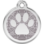 Médaille avec paillettes argent motif Patte