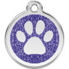 Médaille avec paillettes bleu foncé motif patte
