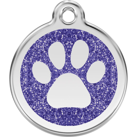 Médaille avec paillettes bleu foncé motif patte