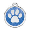 Médaille avec paillettes bleu foncé motif patte