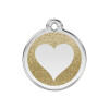 Médaille avec paillettes or motif cœur