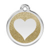 Médaille avec paillettes or motif cœur