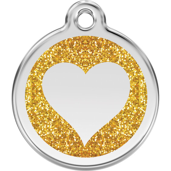 Médaille avec paillettes or motif cœur