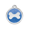 Médaille avec paillettes bleu foncé motif os