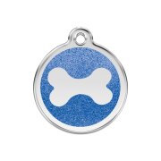 Médaille avec paillettes bleu foncé motif os