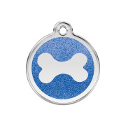 Médaille avec paillettes bleu foncé motif os