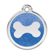 Médaille avec paillettes bleu foncé motif os