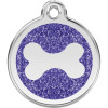 Médaille avec paillettes bleu foncé motif os