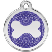 Médaille avec paillettes bleu foncé motif os