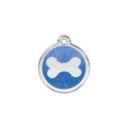 Médaille avec paillettes bleu foncé motif os