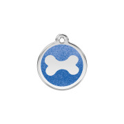 Médaille avec paillettes bleu foncé motif os