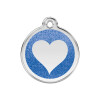 Médaille avec paillettes bleu foncé motif cœur