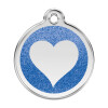 Médaille avec paillettes bleu foncé motif cœur