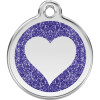 Médaille avec paillettes bleu foncé motif cœur