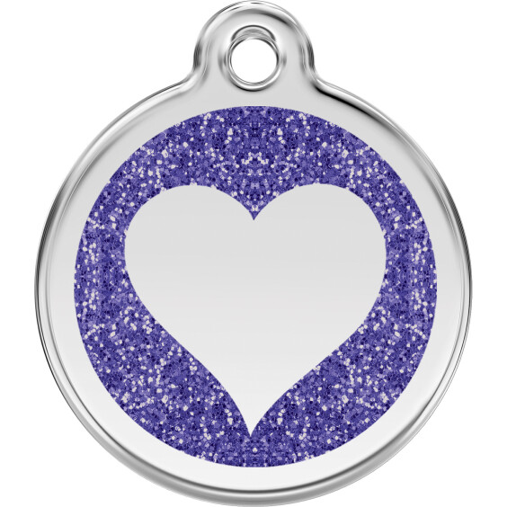 Médaille avec paillettes bleu foncé motif cœur
