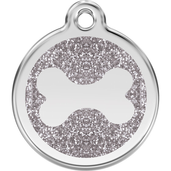Médaille avec paillettes argentée motif Os