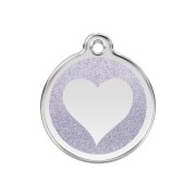 Médaille avec paillettes argentée motif Cœur