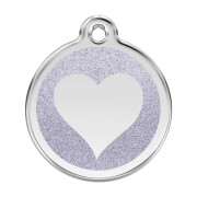 Médaille avec paillettes argentée motif Cœur