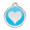 Médaille bleue turquoise motif cœur