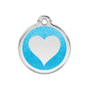 Médaille bleue turquoise motif cœur