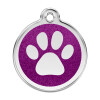 Médaille violet motif patte avec paillettes