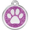 Médaille violet motif patte avec paillettes
