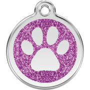 Médaille avec paillettes violet motif Patte