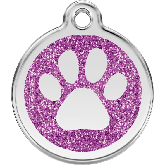 Médaille violet motif patte avec paillettes