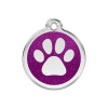Médaille violet motif patte avec paillettes