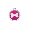 Médaille à paillettes rose bonbon motif os