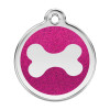 Médaille à paillettes rose bonbon motif os