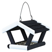 Mangeoire oiseau noir et blanc