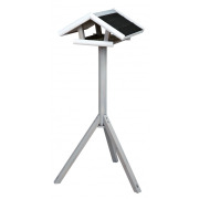 Mangeoire oiseau sur pied noir et blanc