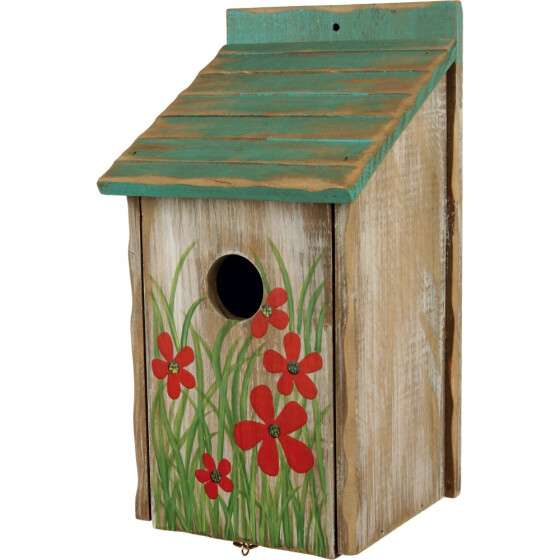 Nichoir fleuri en bois pour oiseaux
