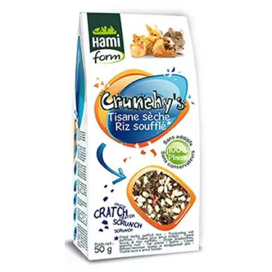 Hami Form Friandises pour rongeur Crunchy's Tisane sèche et Riz soufflé