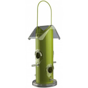 Mangeoire oiseaux distributeur graines métal vert