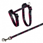 Harnais laisse chat à motif coloré