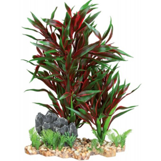 Plante plastique bicolore aquarium 28 cm
