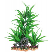 Plante plastique verte aquarium 28 cm