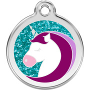 Médaille pour chien Licorne à paillettes