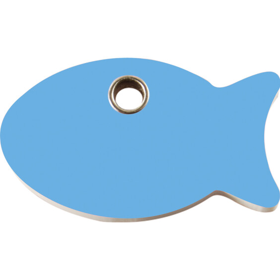 Médaille plastique Poisson bleu clair petite