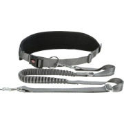 Ceinture ventrale canicross avec laisse noir taille M