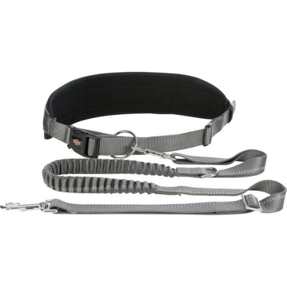 Ceinture ventrale canicross avec laisse noir taille M