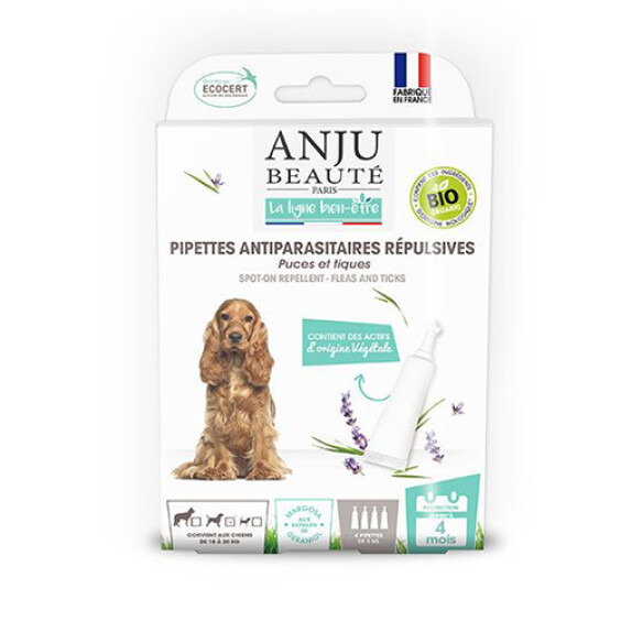 Pipettes antiparasitaires répulsives chien 10 à 20 kg Anju Beauté